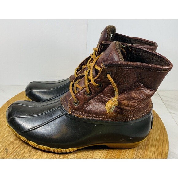 Sperry Top Sider Saltwater Youth Sz 7 Brown Leather Waterproof Duck Boots - Picture 2 of 7